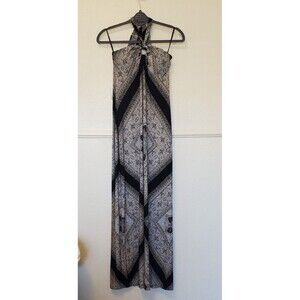 Saint Tropez West Halter Maxi Dress Black Mosaic Diamond Women's Size 4 Black